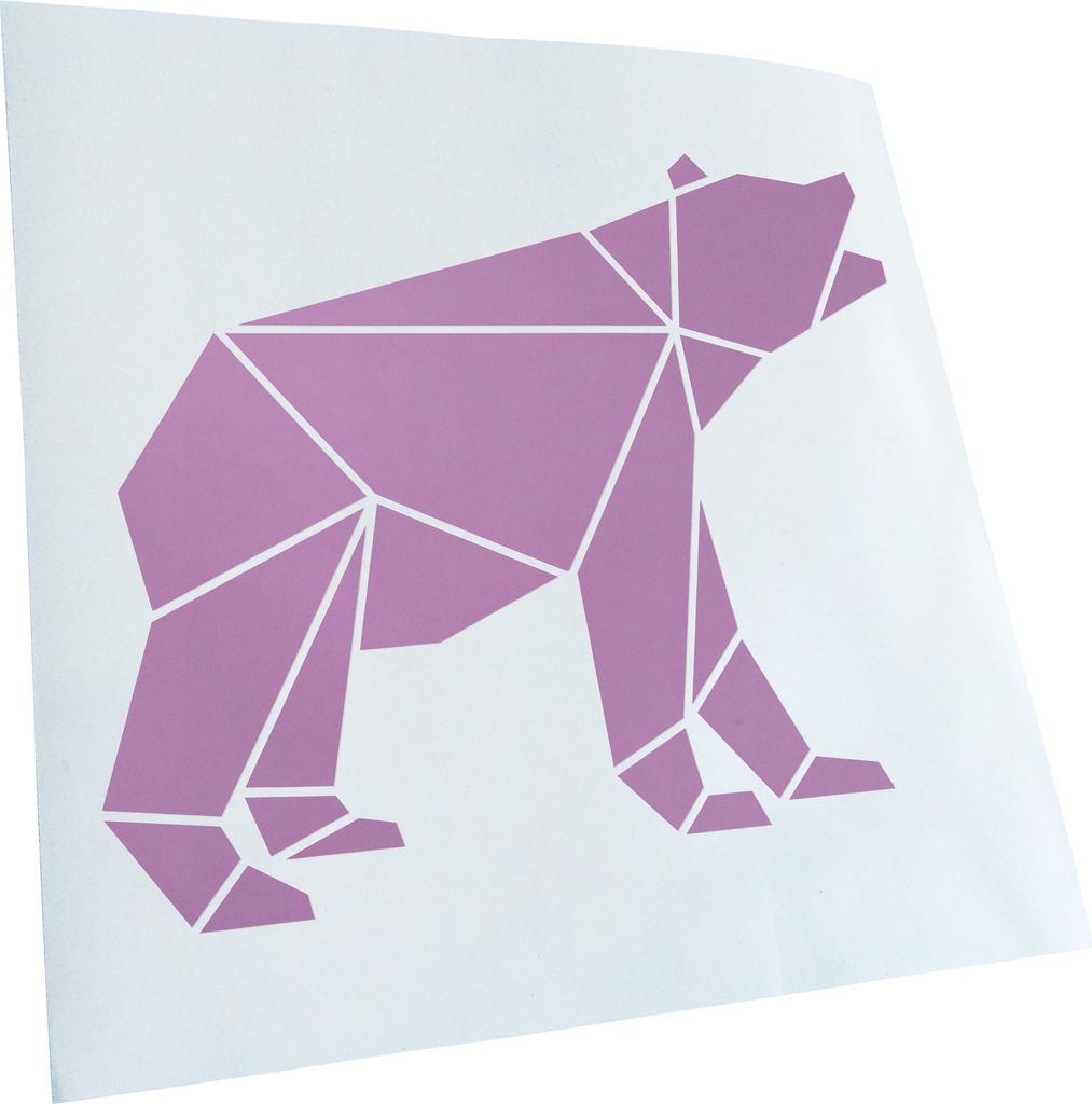 Kiwistar - Autoaufkleber - Papierfalten Bär - Flieder - 40x33cm - Aufkleber für Auto, Laptop, Fahrrad, LKW, Motorrad mehrfarbig JDM Decal Racing