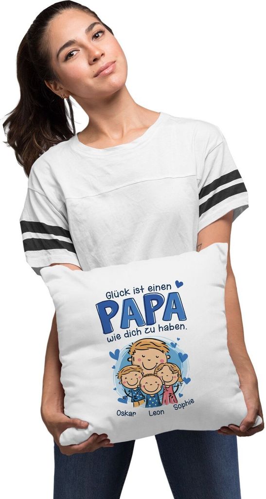 Kissen-Bezug Glück ist einen Papa Opa wie dich zu haben mit Namen und Figuren personalisiert Geschenk von Kindern SpecialMe Papa weiß standard