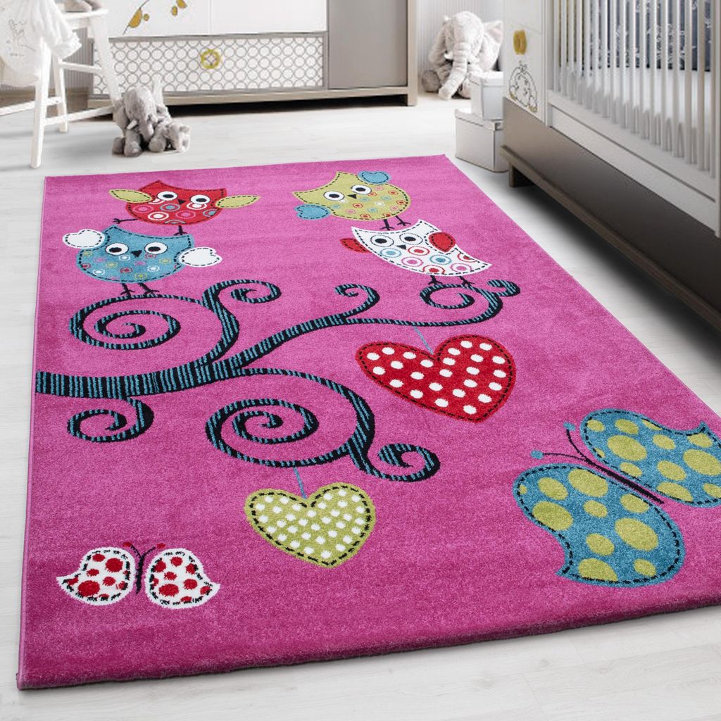 Homebyhome Kinderzimmer Teppich, Kinderteppich, Mädchen Teppich Trendmuster Rechteckig und Rund Weich, Grösse: 200x290 cm