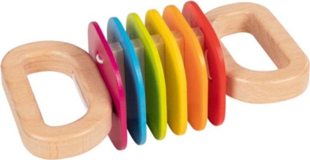 Goki Holz Rassel Regenbogen Babyspielzeug Produktbild 