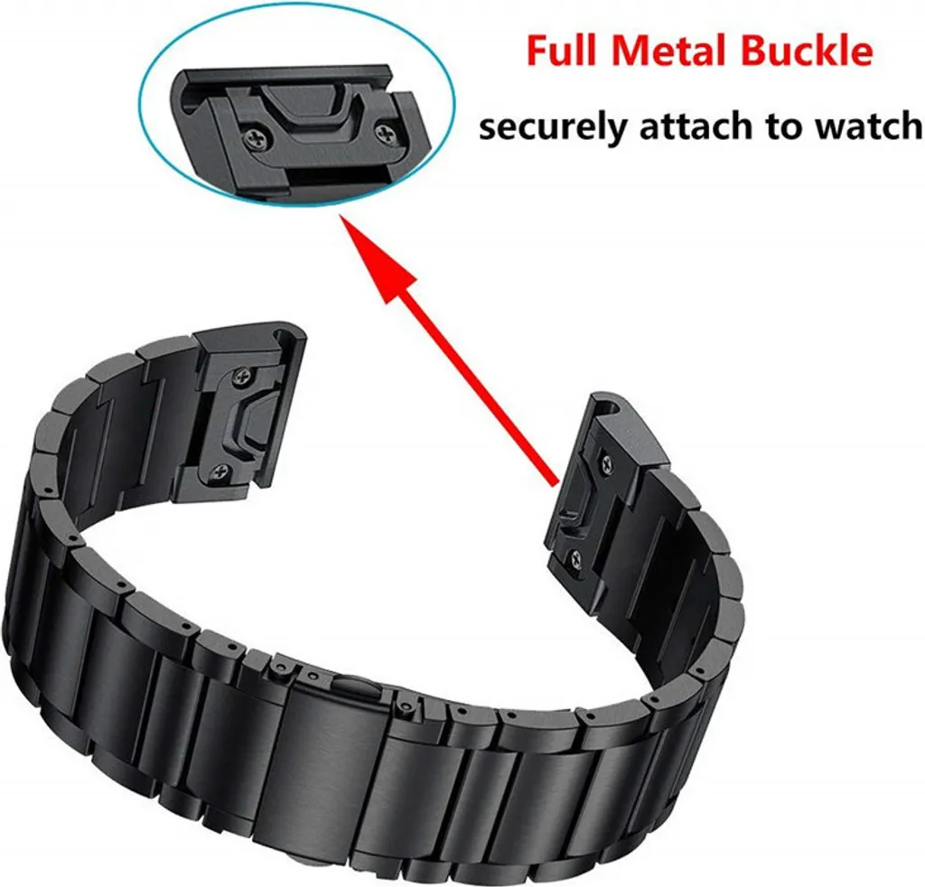 INF Cinturino a sgancio rapido per Garmin Fenix 7x - Nero - 26 mm