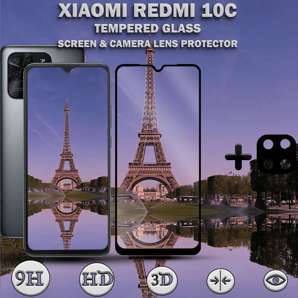 XIAOMI REDMI 10C Displayschutzfolie und Objektivschutz aus 9H gehärtetem Glas
