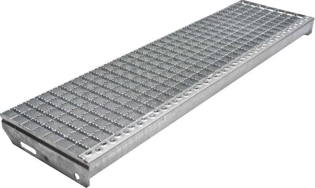 Gitterrost-Stufen 30 x 30 mm, feuerverzinkt, rutschhemmend - Breite: 1000 mm, Tiefe: 240 mm