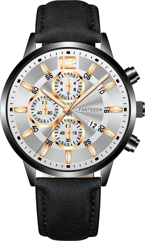 Nico Uhr - Sportlich elegante Herrenuhr in Schwarz/Roségold KP11697