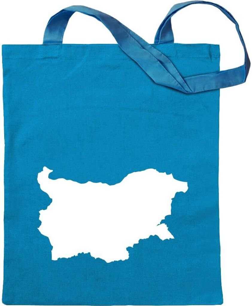 Kiwistar - Baumwolltasche - hellblau - Bulgarien Umriss Kontur - Tragetasche Stoffbeutel Umhängetasche Langer Henkel