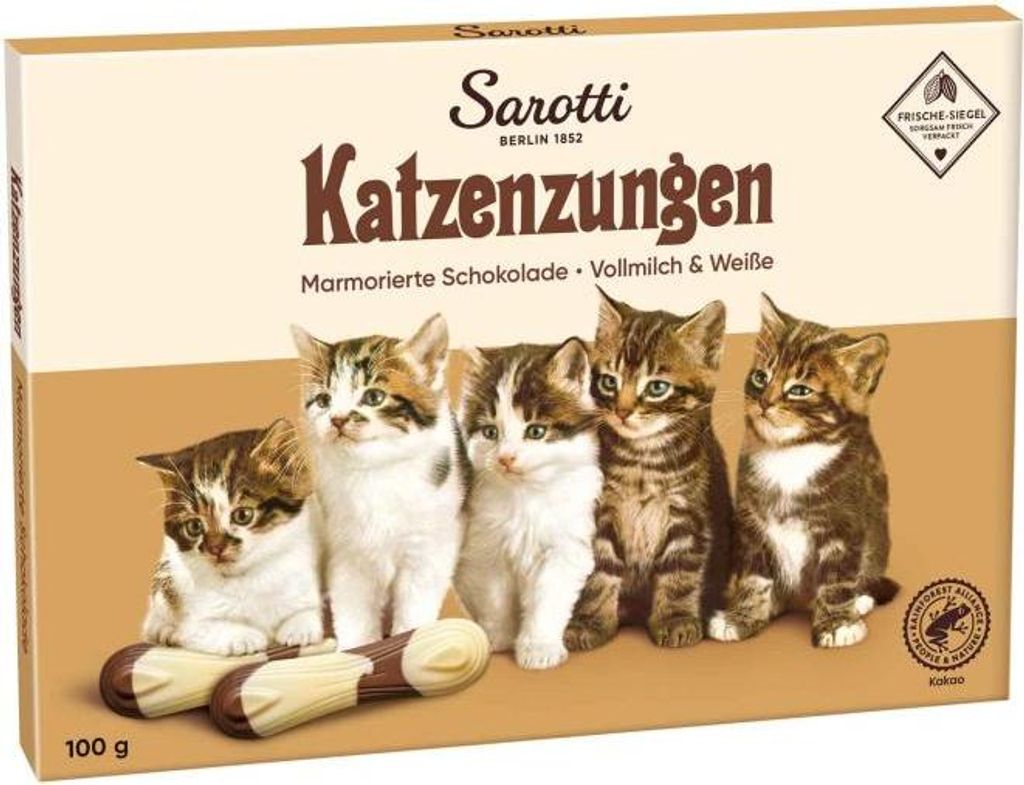 Sarotti Katzenzungen Vollmilch weiß-marmoriert 100g Produktbild 