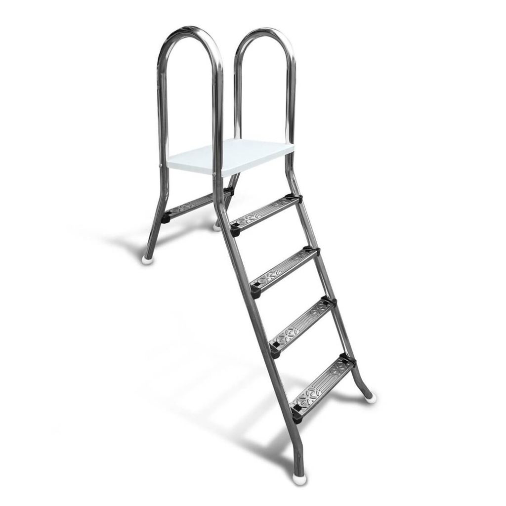 Hochbeckenleiter V2A CLASSIC Leiter Poolleiter Edelstahl 1x4 und 1x1 Stufe 1,20 m Poolhöhe