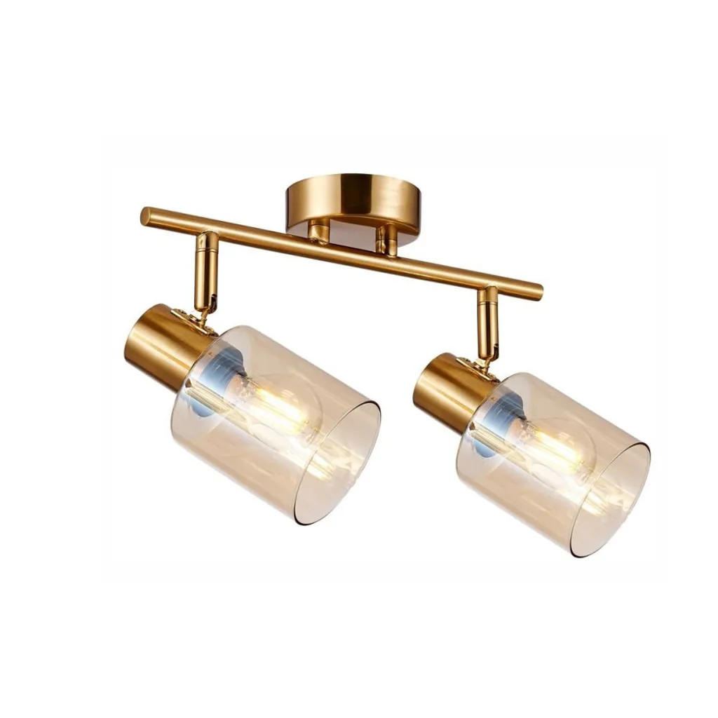 Italux SANTIA Lampada Parete Soffitto Ottone Vetro Ambra 2xE14 Offerta