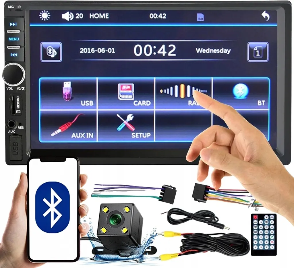 Autoradio Multimédia 2DIN Écran Tactile 7'' Bluetooth et Caméra Recul