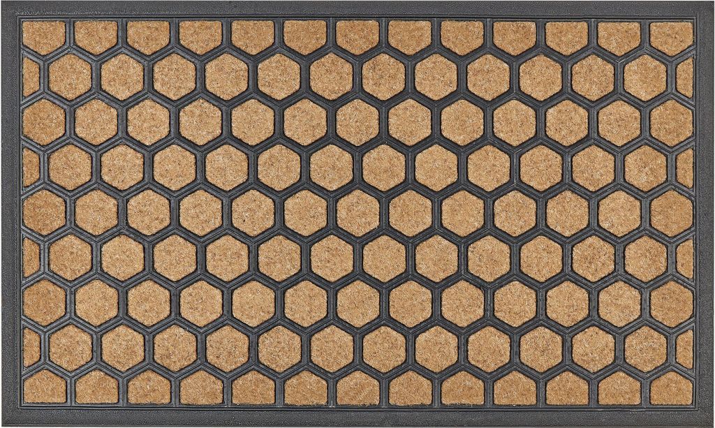 BELIANI Fußmatte Naturfarben u. Schwarz 45 x 75 cm Rechteckig Indoor Innenbereich mit Wabenmuster Fußabtreter