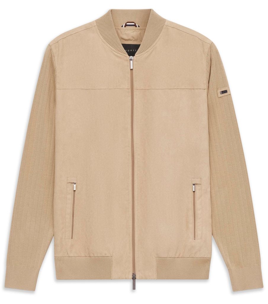 Bugatti Strickjacke Baumwolle beige weite Passform