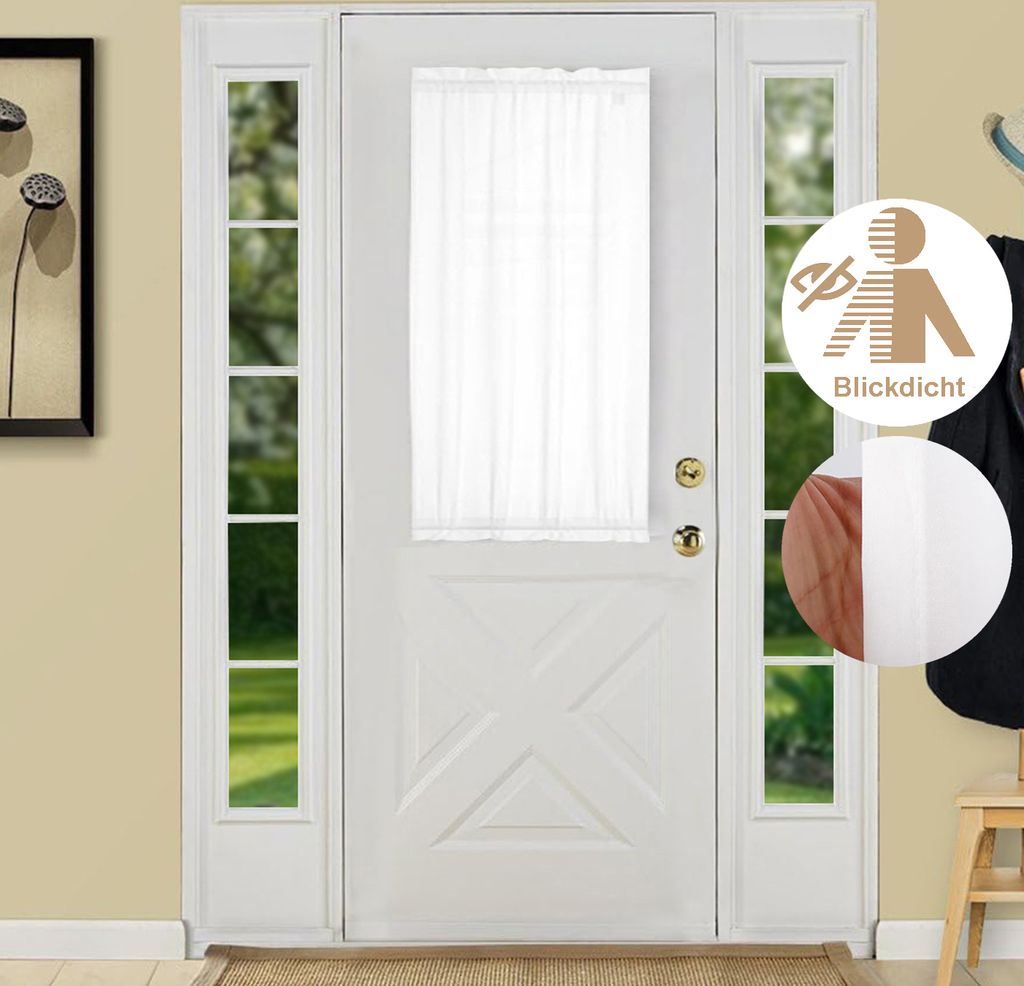 French Türvorhang Blickdicht Stangendurchzug, Vorhang für französische Tür Raffhalter für Terrassen- und Glastürfenster Schiebefenster B 63.5...