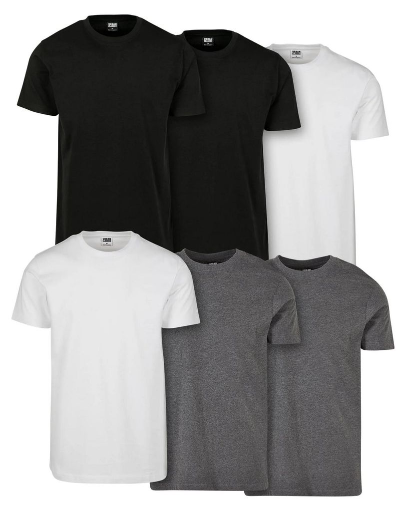 Urban Classics - "Basic" T-Shirt für Herren(6er-Pack) TN1079 (5XL) (Schwarz/Weiß/Holzkohle)