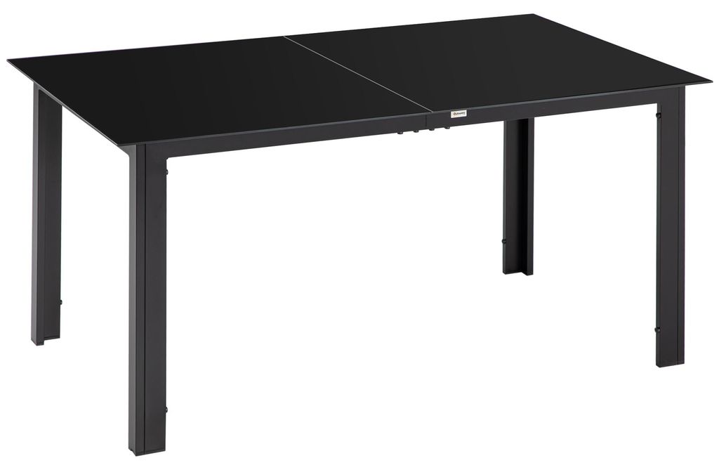 Gartentisch fš¹r 6 Personen. wetterbest?ndig. geh?rtetes Glas. Terrassentisch. 150 cm x 90 cm x 74 cm. Schwarz