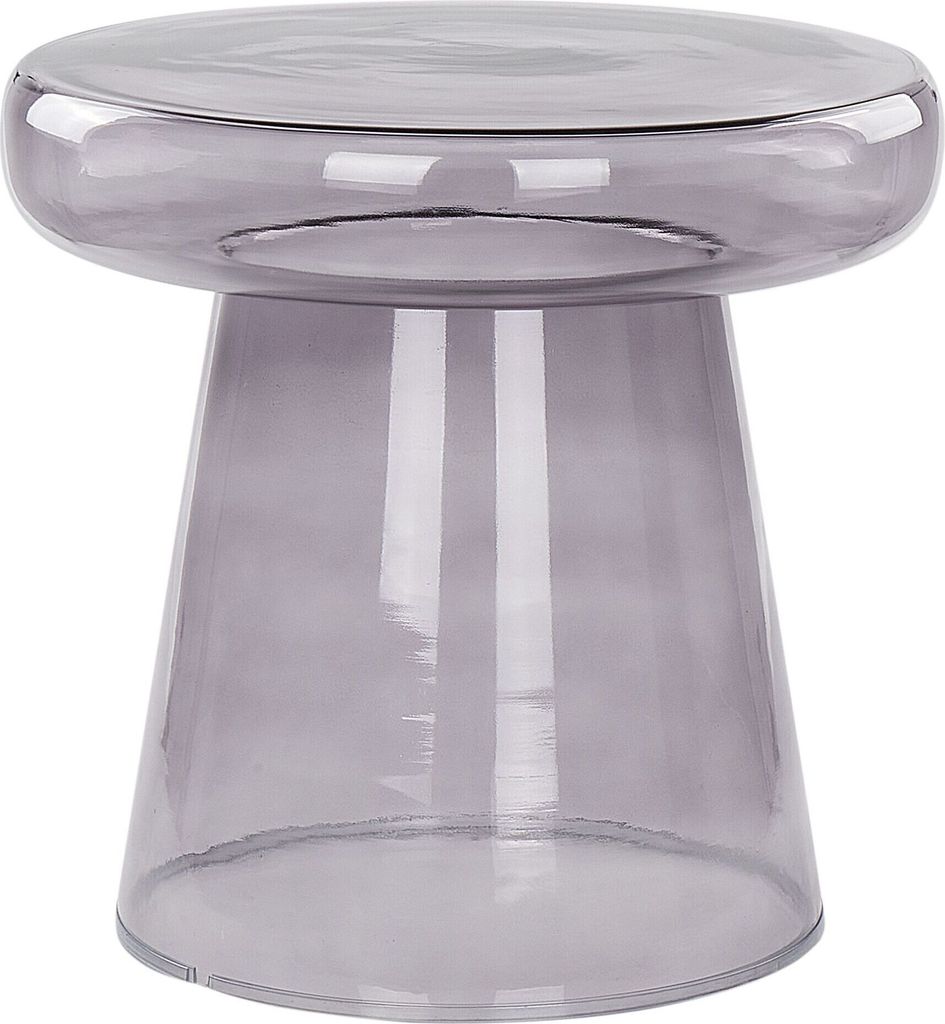 BELIANI Beistelltisch Grau Rauchglas Glänzend Hoch Rund 39 cm T-Form Pilzform Konisch Retro-Stil Couchtisch für Pflanzen Wohnzimmer Ausstattung