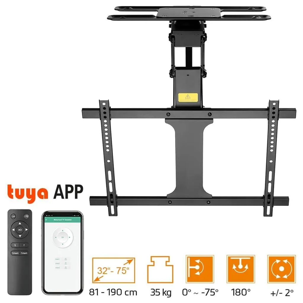 Support TV Robotisé de Plafond MyWall HP64L avec Télécommande Noir