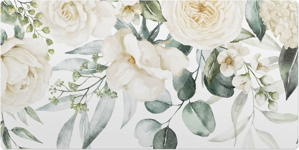 Florales Vintage-Muster– Schreibtischunterlage – Schreibtisch Tischunterlage – 90x45 cm – Unterlage Groß Schreibtischmatte