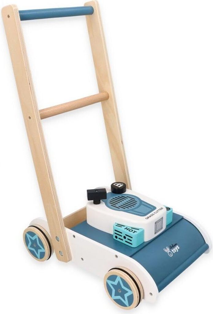 Rasenmäher für Kinder, aus Holz, für Kinder ab 3 Jahren, Schieberasenmäher mit Sound - Laufspielzeug - 36x26x55 cm - Lauflernhilfe Rasenmäher ...