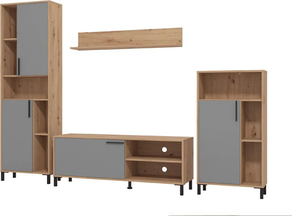 Civitate Mur Modulable 279x38x193h cm Anthracite - Bibliothèque Design