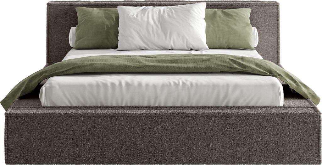 FEDVE Polsterbett Menfi aus Bouclé-Stoff 180x200 cm, Braun