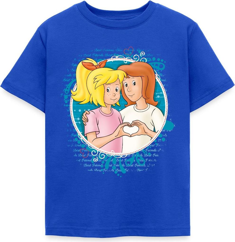 Spreadshirt Bibi Und Tina Zeichen Der Freundschaft Herz Kinder T-Shirt, 110/116 (5-6 Jahre), Royalblau