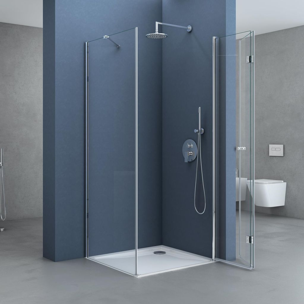 doporro Eck-Duschkabine Eckdusche mit Falttür 75x120x190cm Duschabtrennung inkl. Duschtasse ESG-Sicherheitsglas Klarglas inkl. beidseitiger Easy-C...