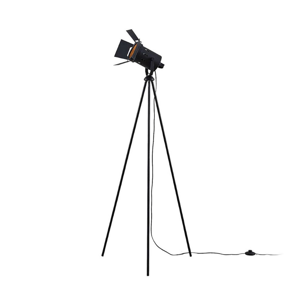 Lindby Dreibein Stehleuchte Devon Standleuchte Stehlampe Leselampe E27 Schwarz