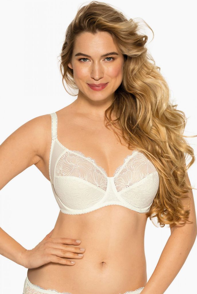 GAIA Damen Büstenhalter Chantal – Soft BH mit Spitze – Hochgeschlossene Cups – Seitliche Stäbchen im Unterbrustband – Bequemer Alltags-BH...