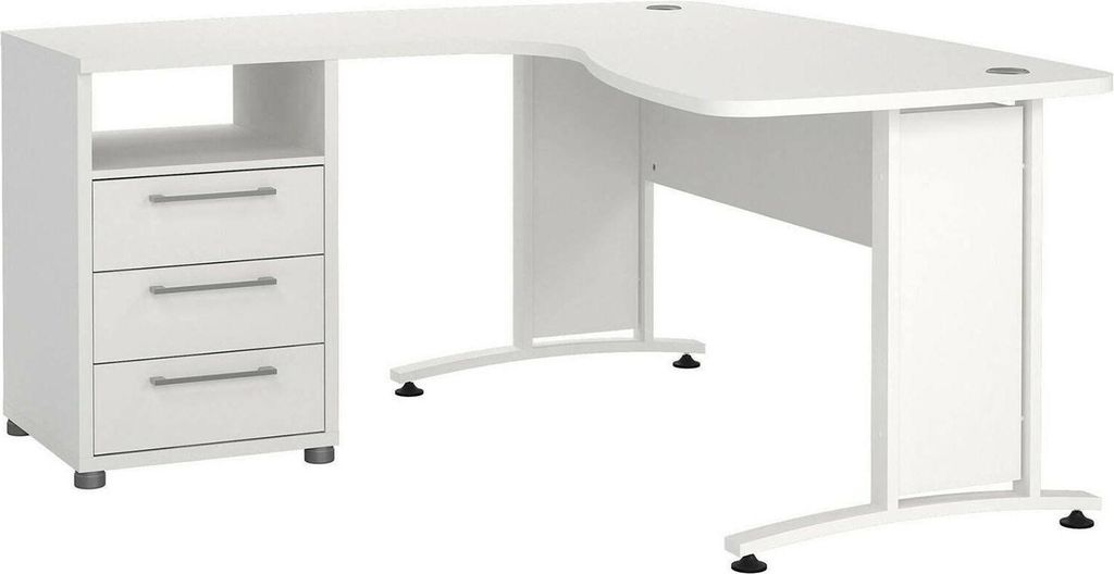 Schreibtisch Estong, Mehrzweckschreibtisch, Bürotisch für PC, Eckschreibtisch, 159x150 h75 cm, Weiß
