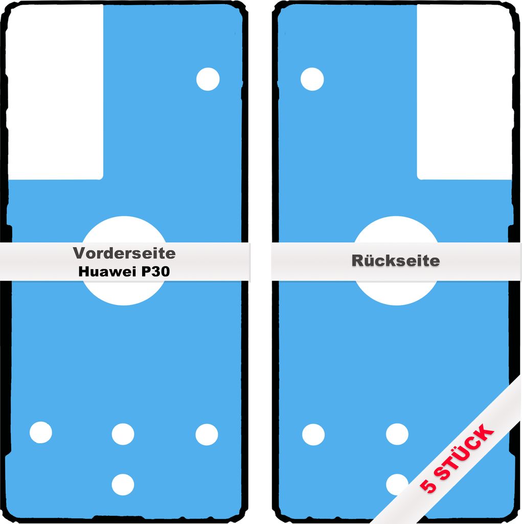 5x Huawei P30 Akkudeckel Klebefolie Kleber Backcover Rahmen Adhesive Dichtung Batterie Glue