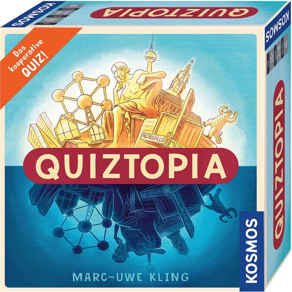 KOSMOS Familienspiele Quiztopia, Kooperatives Quiz, Rätselspiel, Gesellschaftsspiel, Gemeinsames Spiel, ab 16 Jahren, 694296