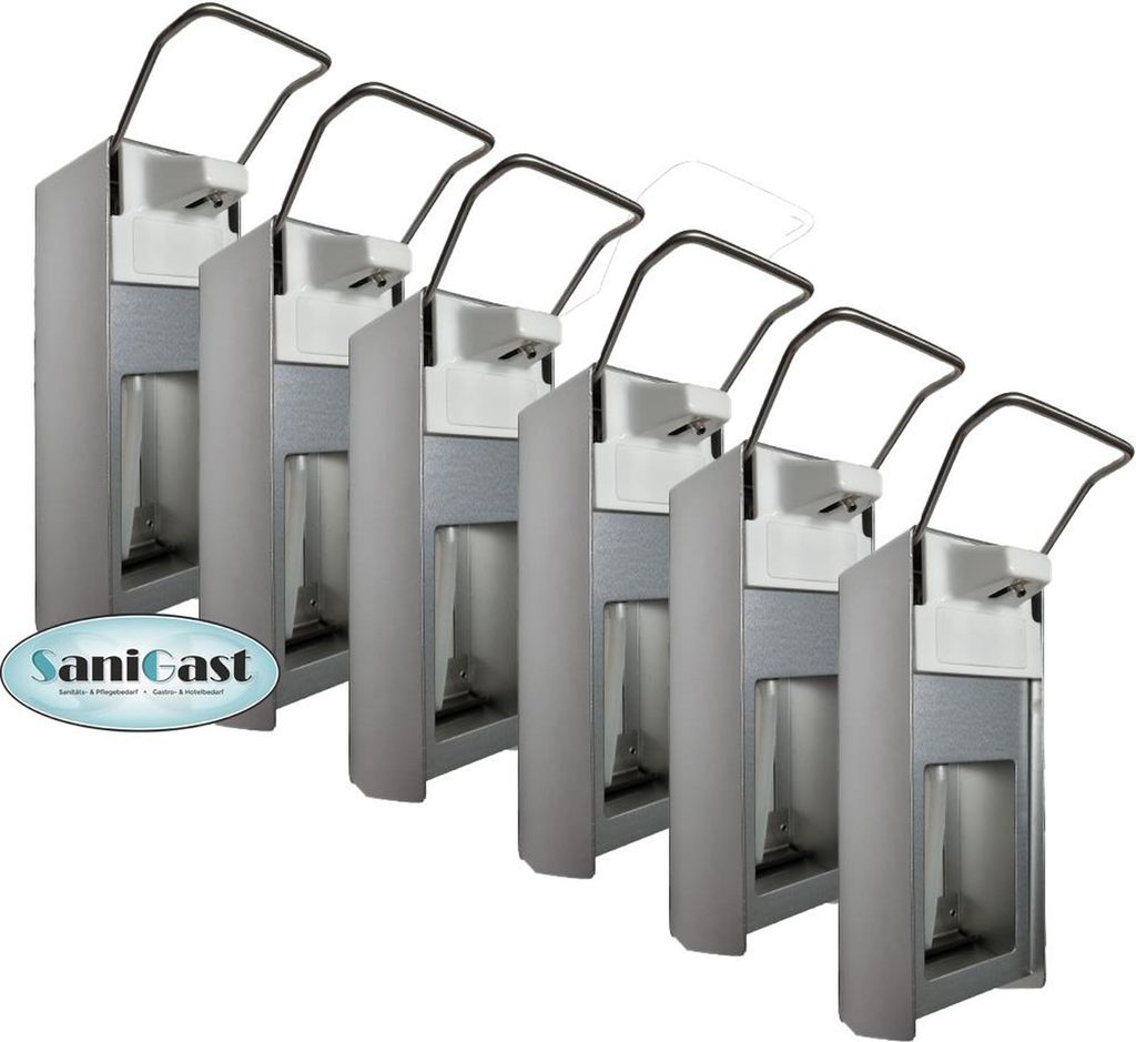 6 Desinfektionsspender Alu 500 ml Euronorm - kurzer Hebel - Frontplatte