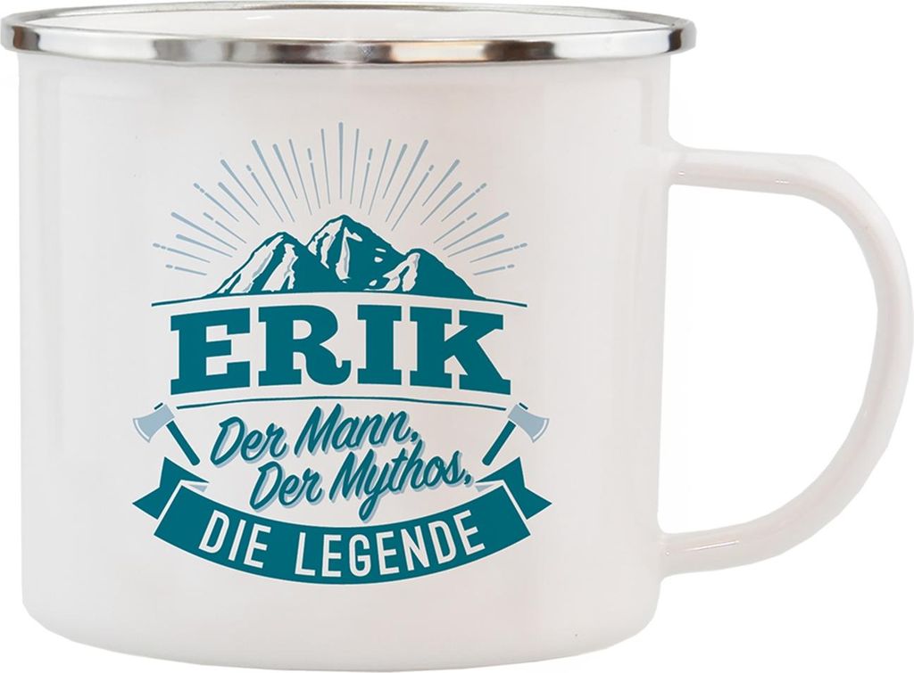 Echter Kerl Emaille Kaffeetasse Kaffeebecher  Erik Produktbild 