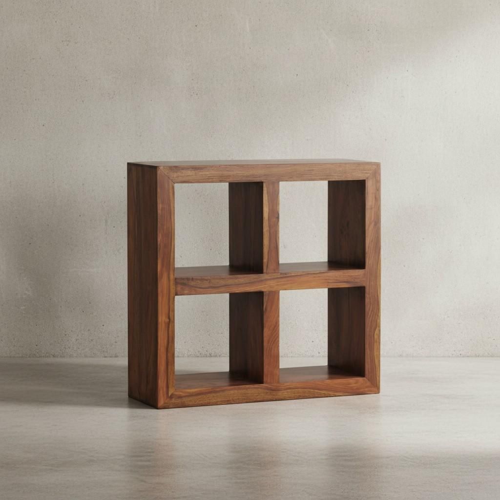 Sheesham Standregal: Massivholz, einzigartige Maserung, 4 Fächer. 82x34x82 cm | Kadima Design