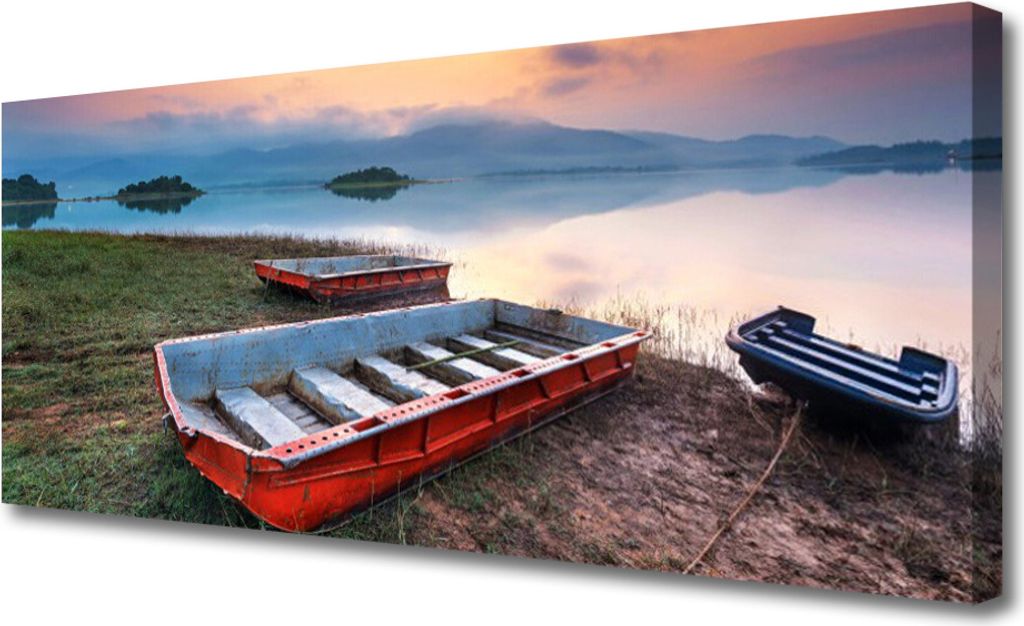 Tulup Leinwand-Bilder 125x50 Wandbild Canvas Kunstdruck Boot Landschaft