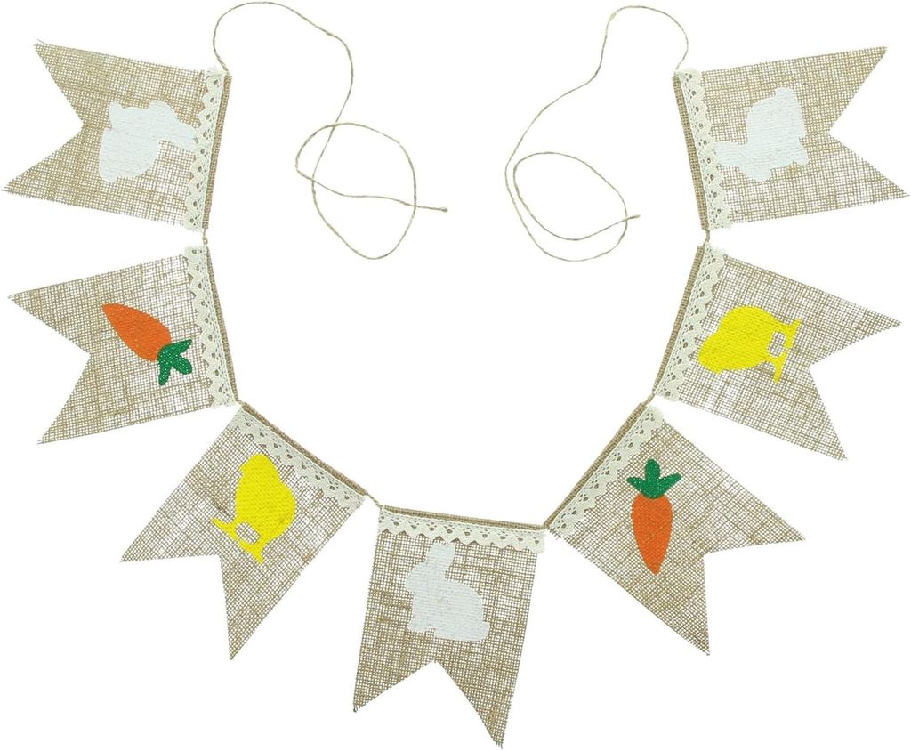 Wimpelgirlande "Ostern", 2er Set, Jute, Textil Maße: Länge 73 cm, Wimpel je 10 x 15 cm