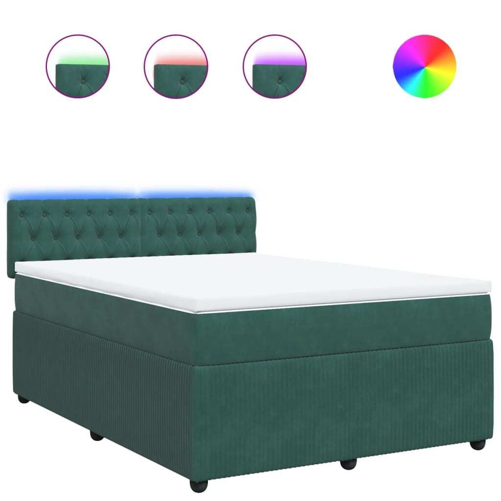 Boxspringbett mit Matratze Dunkelgrün 140x190 cm Samt