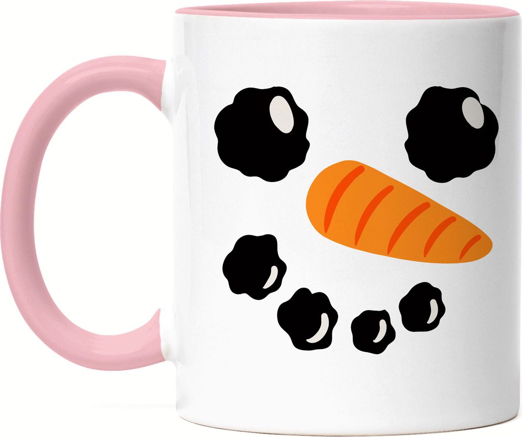 Schneemann Emaille Tasse Rosa Winter Winterzeit Dezember Kälte Weihnachten Advent Snow