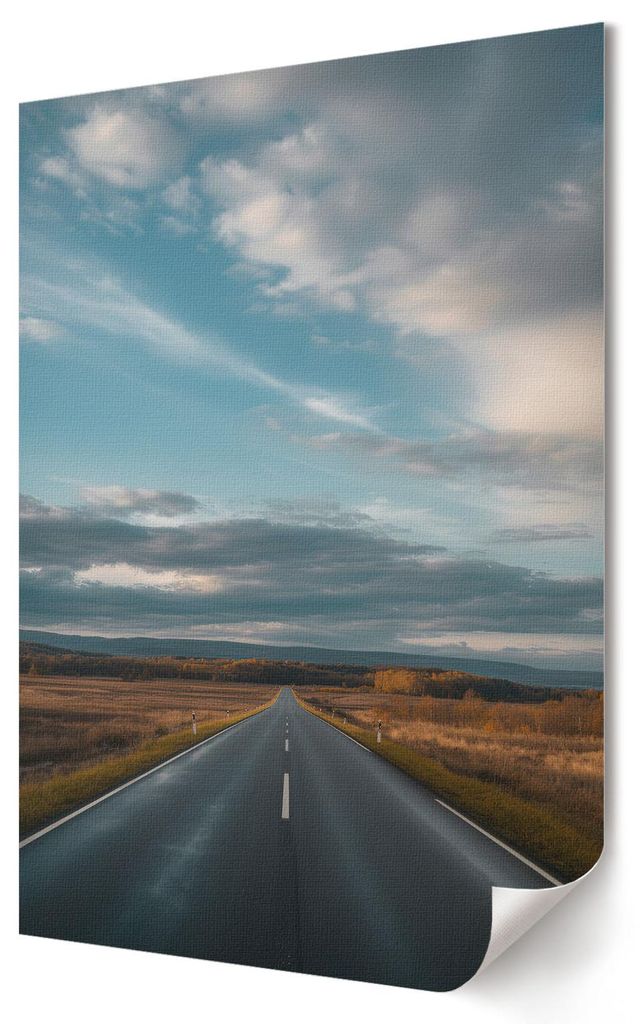 Straßenlandschaft- Kunstdruck A2 (42x59 cm) - Modern, rustikal- Wandbild für Wohnzimmer Schlafzimmer & Flur, Modernes Poster Wanddeko, Ungerahmt