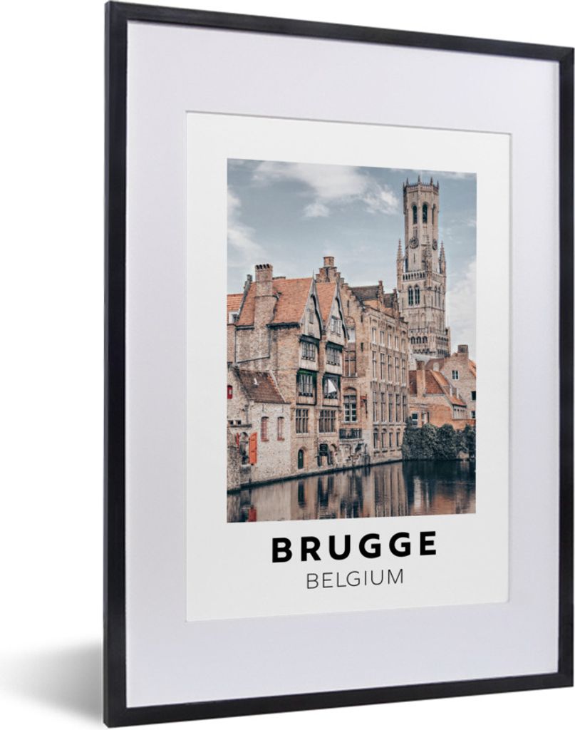MuchoWow Gerahmtes Poster Brügge - Belgien - Architektur - Wasser 30x40 cm - Poster mit Schwarzem Bilderrahmen Wandposter Rahmen Foto Bilder - W...
