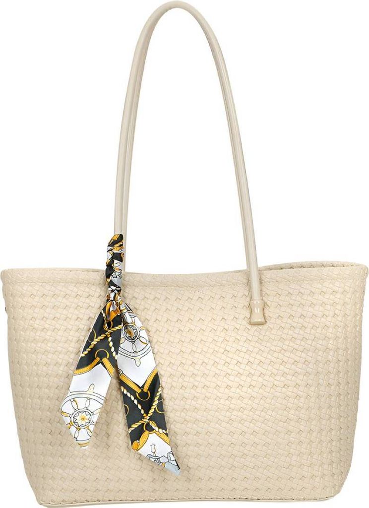 Gallantry, Handtasche für Damen mit geflochtenem Muster und Schal, Beige