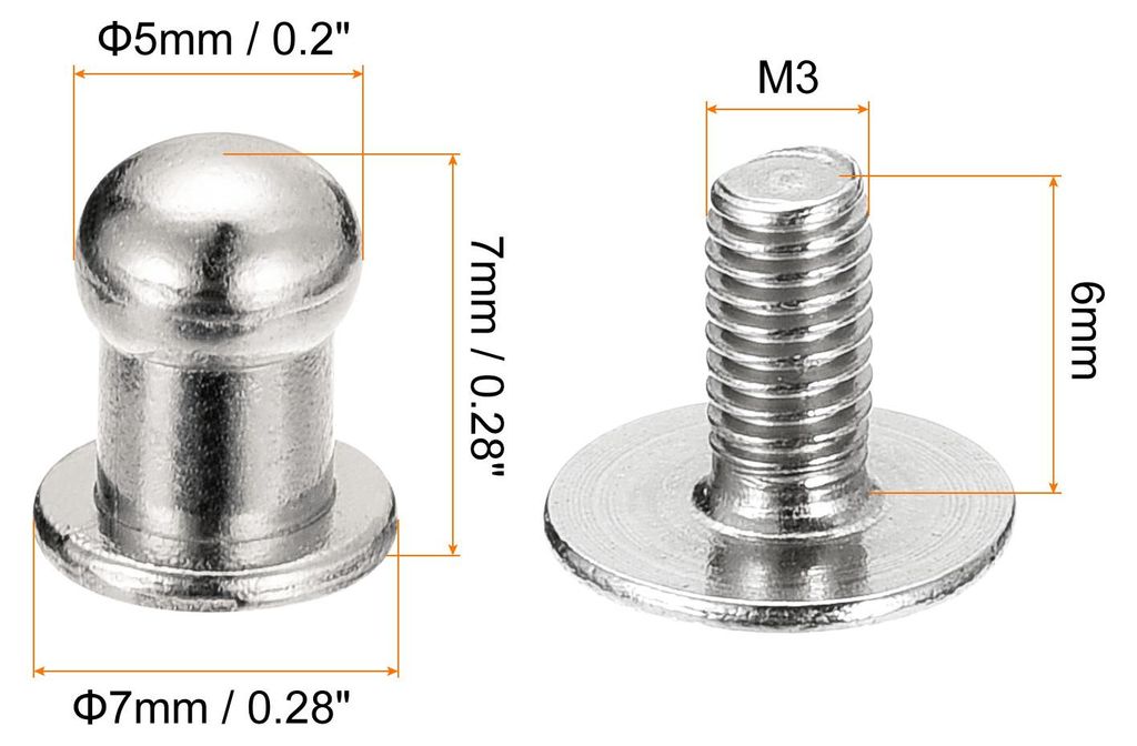 5mm Kugel Kopf Bolzen Nieten Schrauben Hohlnieten Rš¹cken 15 Stš¹ck Schraubnieten Rund Kopf Schaltfl?che Nippel Niete fš¹r Basteln Leder Hand...