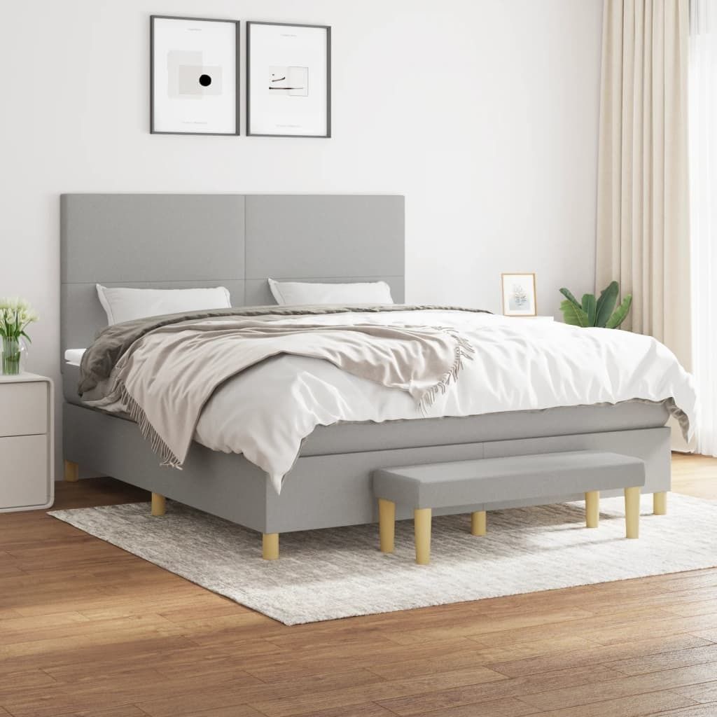 Maison Exclusive - Boxspringbett mit Matratze Hellgrau 180x200 cm Stoff