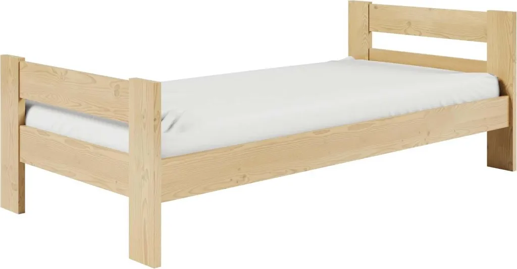 Lit Simple pour Chambre d'Enfant Hugo 90x200 cm Coloris Gris et Beige
