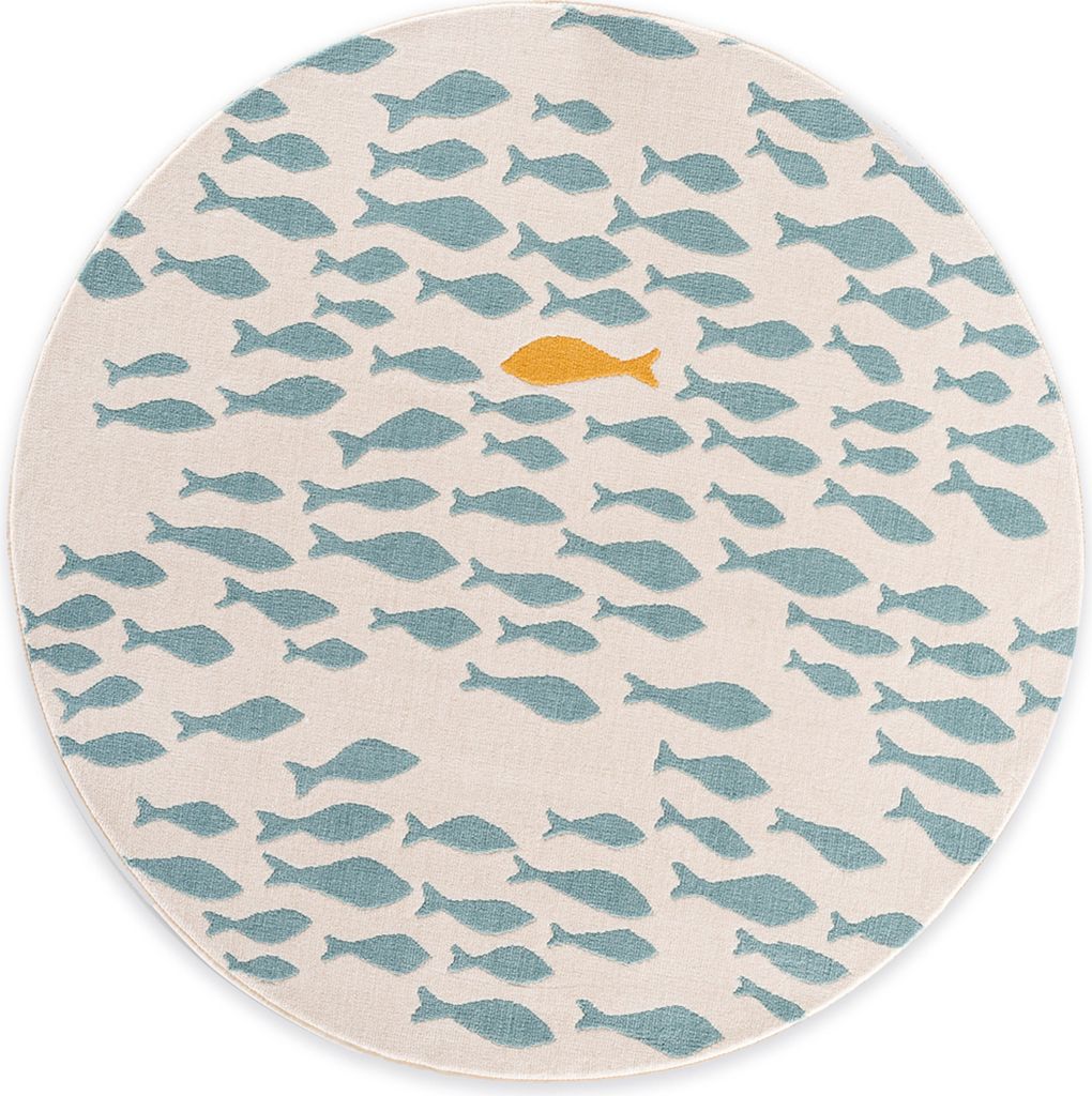 Kinderzimmerteppich rechteckig Rund Fisch, 120 x 120 cm