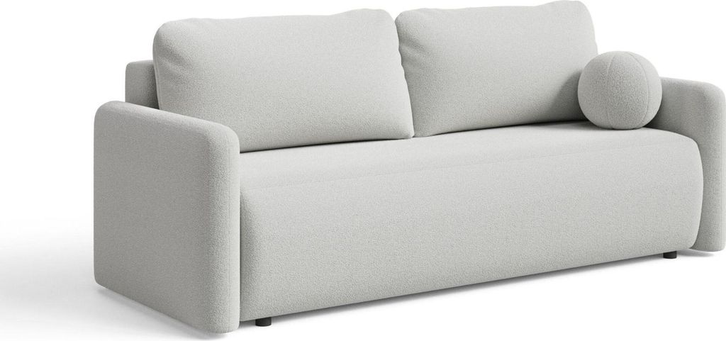 Sofa mit Schlaffunktion - Weiß - Leicht zu Reinigen - mit Bettkasten - 3 Kissen im Set - Modern Sofa - 2 Sitzer Couch - LUNA