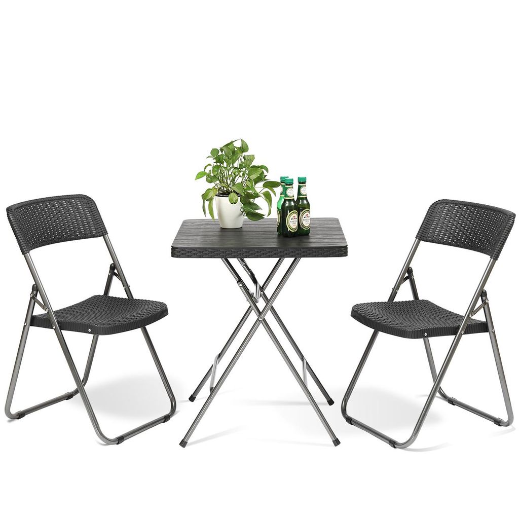 Sekey Poly-Rattan Bistro-Set 3 set Balkonset Klappmöbel Produktbild 