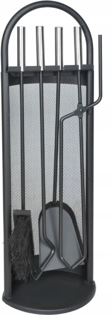 Set d'Accessoires pour Poêle et Cheminée en Acier Noir - Lot de 5 pcs