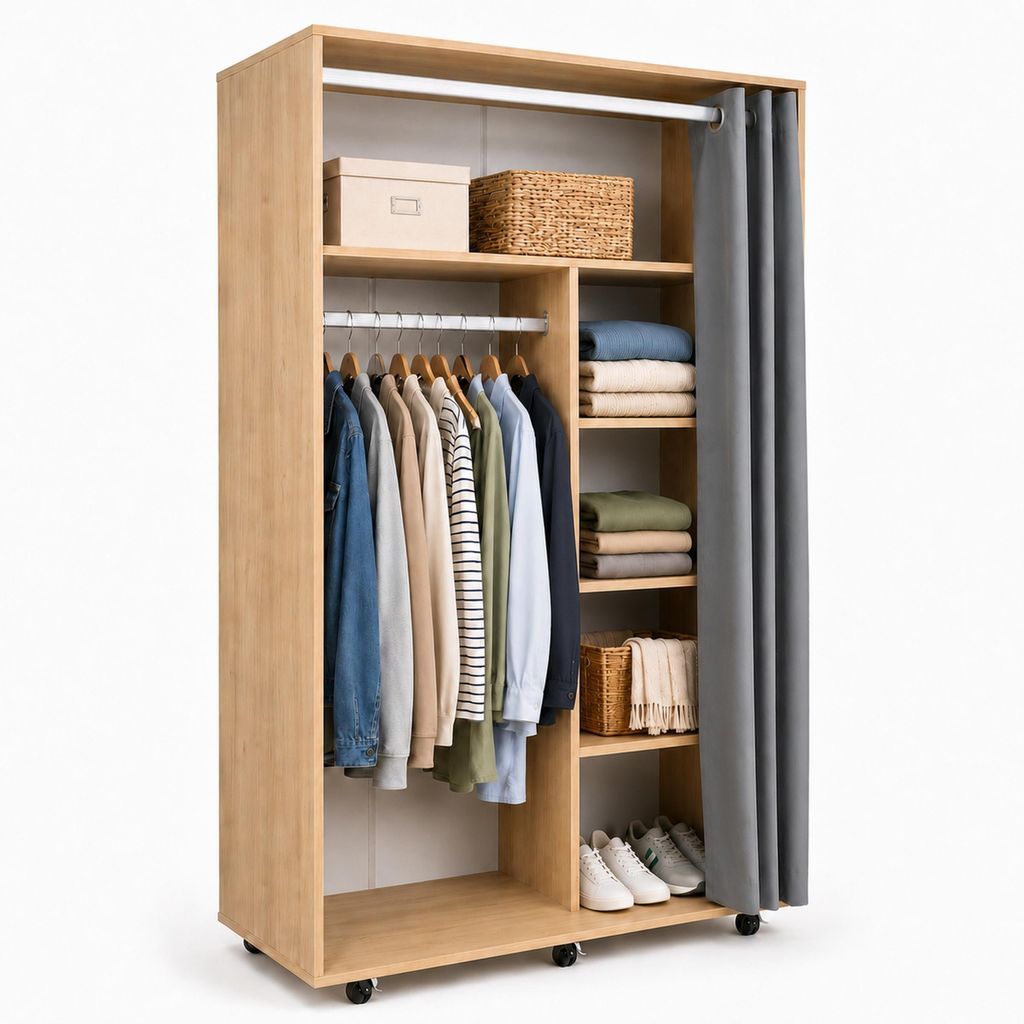 Kleiderschrank auf Rollen 100 cm Ostila Produktbild 
