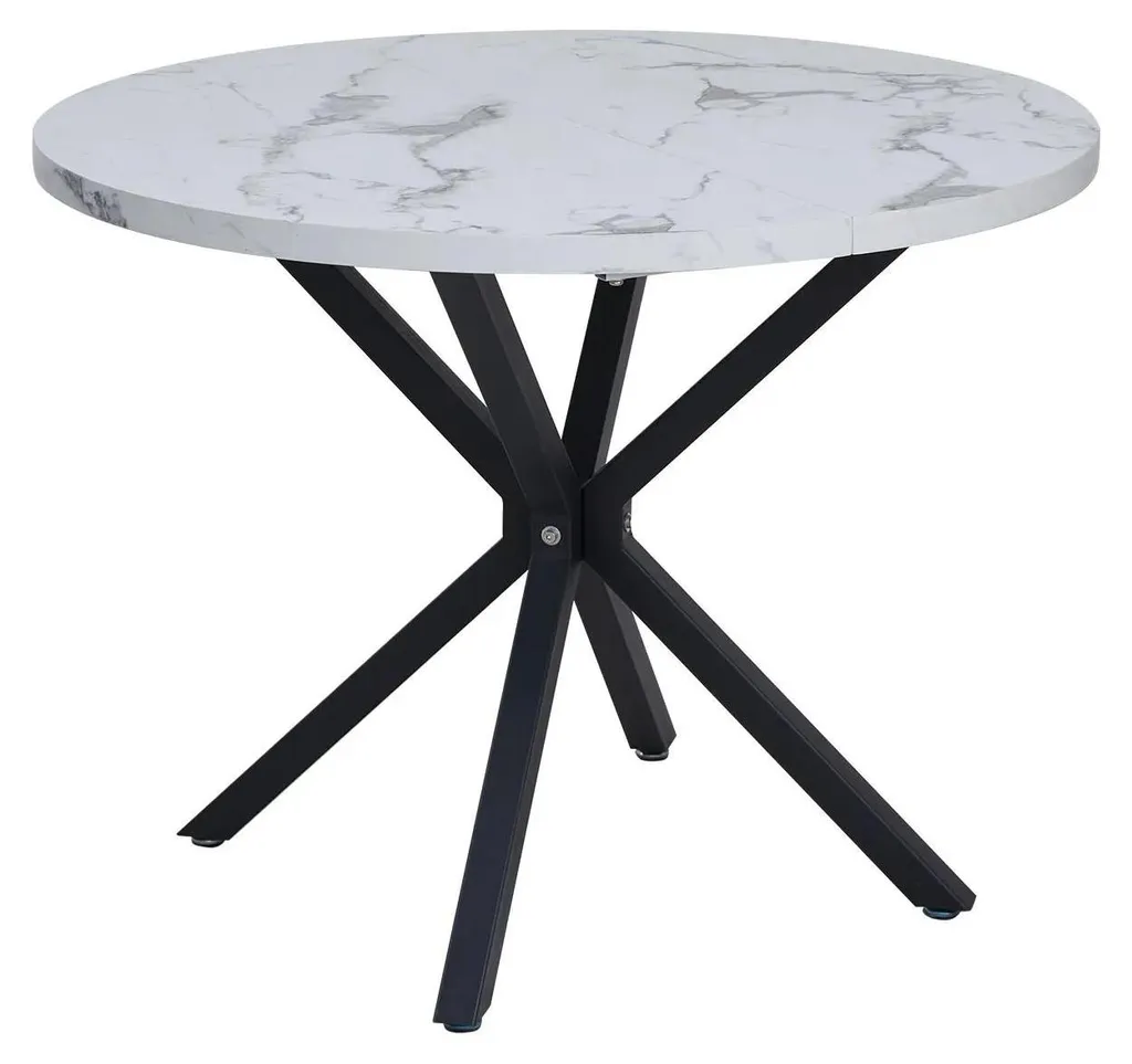 Table minimaliste 110 cm avec pieds métal - Design nordique noir/blanc